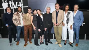 Bill Lawrence^ Luke Tennie^ Michael Urie^ Lukita Maxwell^ Christa Miller^ Harrison Ford^ Jason Segel^ Jessica Williams and Ted McGinley Apple TV+’s ‘Shrinking’ FYC May 18^ 2025