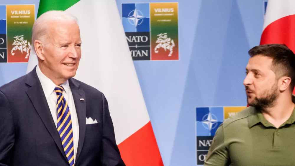 Ukraine Pres. Zelenskyy^ US Pres. Biden during NATO SUMMIT 2023 VILNIUS^ LITHUANIA. 12th July 2023.