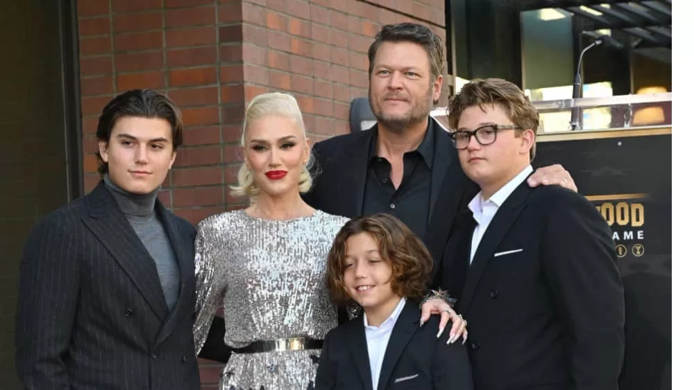 Gwen Stefani & Blake Shelton w/Kingston^ Apollo and Zuma Rossdale on Hollywood Boulevar/dHollywood Walk of Fame. October 19^ 2023