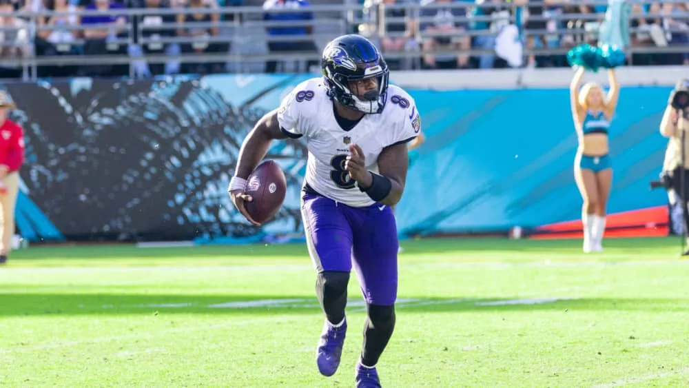 QB LAMAR JACKSON BALTIMORE RAVENS VS JACKSONVILLE JAGUARS NOVEMBER 27^ 2022 at TIAA BANK FIELD JACKSONVILLE FLORIDA