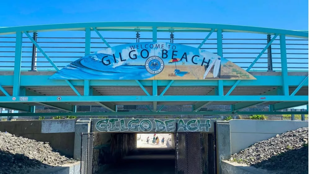 Tunnel under Ocean Parkway to enter Gilgo Beach and the Atlantic Ocean.Babylon^ New York^ USA - 14 May 2023.