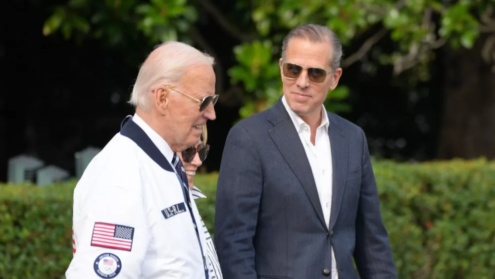 President Biden and son Hunter^ boards Marine One for a weekend at Camp David. Washington DC USA - July 26^ 2024