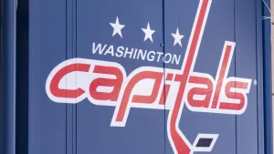 Washington Capitals logo^ on the side of their home arena Capital One Arena in downtown D.C. WASHINGTON^ DC^ USA - December 12^ 2019