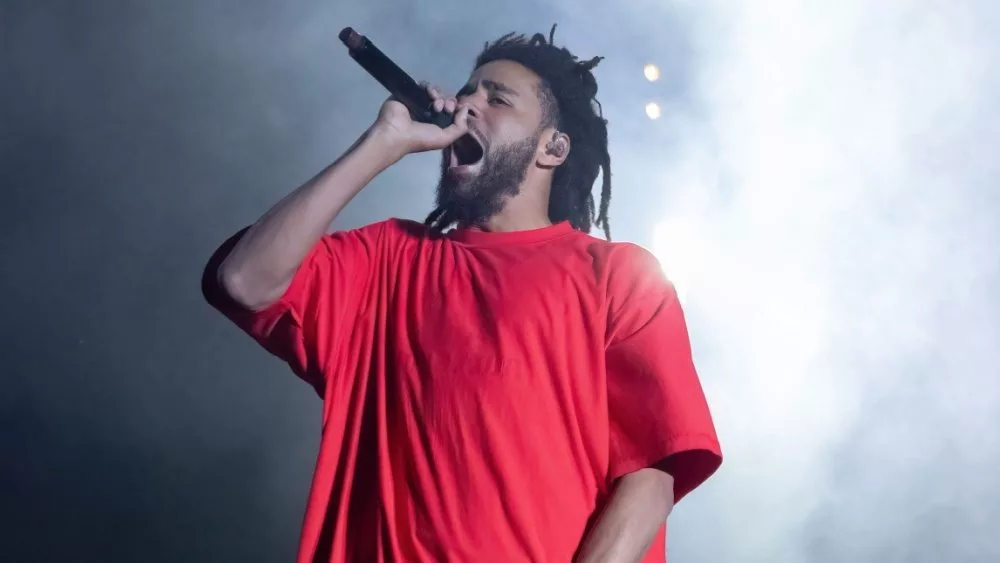 J Cole performs at Bonnaroo music festival Manchester^ Tennessee USA - 06-18-2022