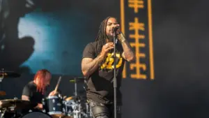 Sevendust perform at the Sick New World music festival. LAS VEGAS^ NEVADA - May 13^ 2023
