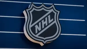 The NHL Logo is seen on the facade of a building. San Francisco^ CA - Sept 1 2025