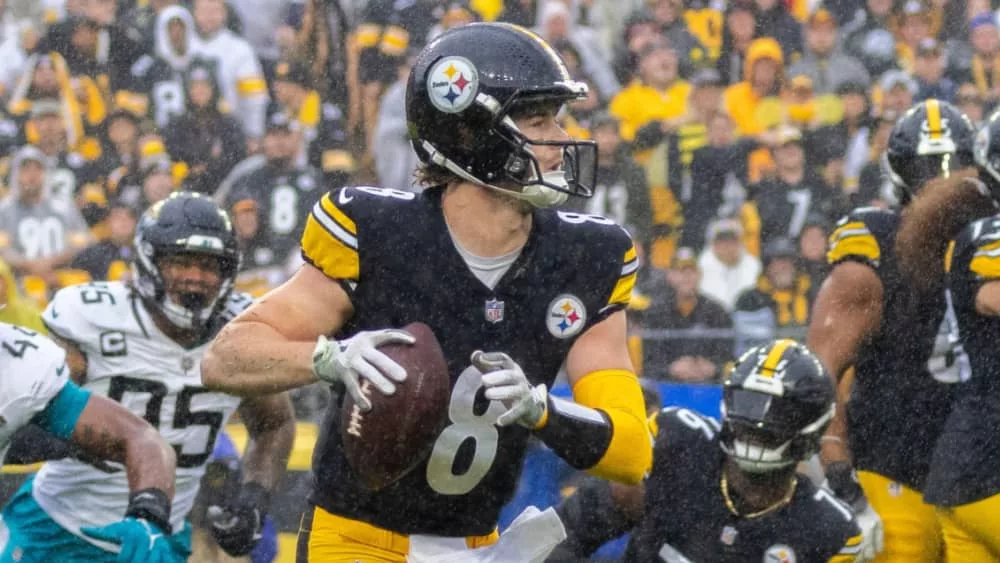 QB KENNY PICKETT (No. 8) of the JACKSONVILLE JAGUARS at ACRISURE STADIUM PITTSBURGH PENNSYLVANIA; OCTOBER 29^ 2023