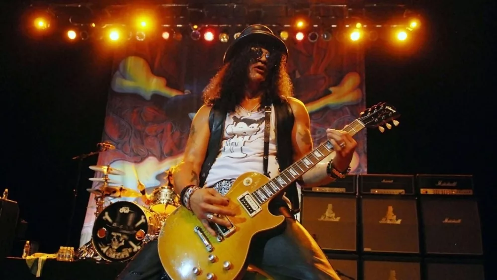 Guitarist Slash^ during his show of his solo turn^ at Fundição Progresso in the city of Rio de Janeiro^ Brazil. Rio de Janeiro^ April 6^ 2011