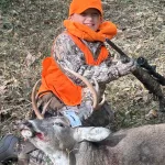 Bryant Davis: I was hunting at my Papa’s house. It was my first year hunting. I sat for 3 days and it was cold. The deer came in through the timber. There were 3 of them about the same size, but I only thought there were 2. I shot at the first one at 8:25. I hit it good, but it ran. My Dad helped me track it about 50 yards, then my Momo brought us the side by side to load it up. It was my first deer and I get to mount it.