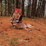 Jennifer Farthing: I was hunting on family property behind my house. This was the only deer I saw all morning. This buck showed up and the rest is history. I couldn’t wait to get home and show my 3 years little girl. She was so excited to see the deer up close.