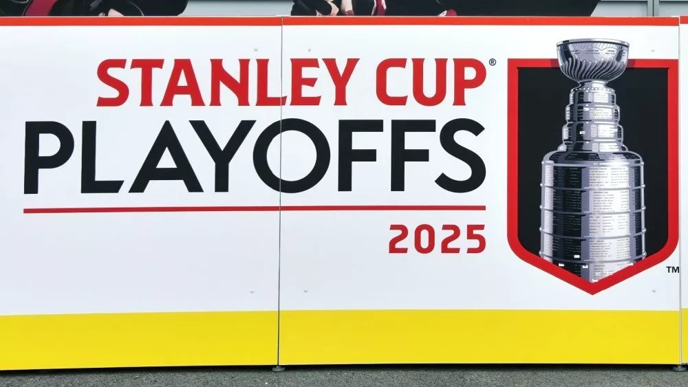 'Stanley Cup Playoffs 2025' Cutout display at the Canadian Tire Centre to allow fans to take pictures. Kanata^ Canada - April 30^ 2025