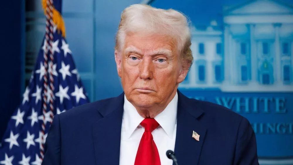 President Donald Trump speaks at a White House press briefing after a Black Hawk helicopter collided with American Airlines flight 5342 by DCA airport WASHINGTON – January 30 2025