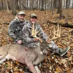 Shawn Menckowski: My biggest buck to date killed in Mulkeytown, IL. Killed with a bow on 11/19/2025. The photo is with my dad, who passionately chasing whitetail bucks with me!