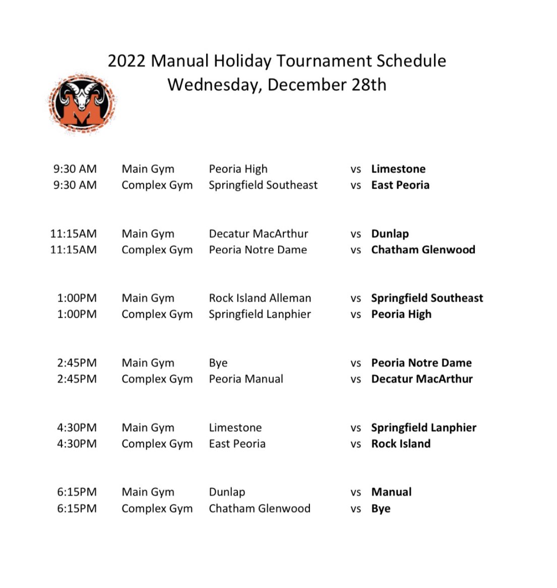 2022 Holiday Tournament Brackets Channel 1450