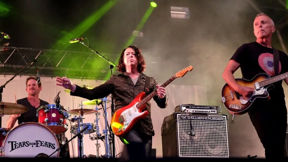 Roland Orzabal and Curt Smith from the band Tears for Fears performing at Camp Bestival^ Lulworth^ Dorset^ July 31st 2016 in Dorset^ UK