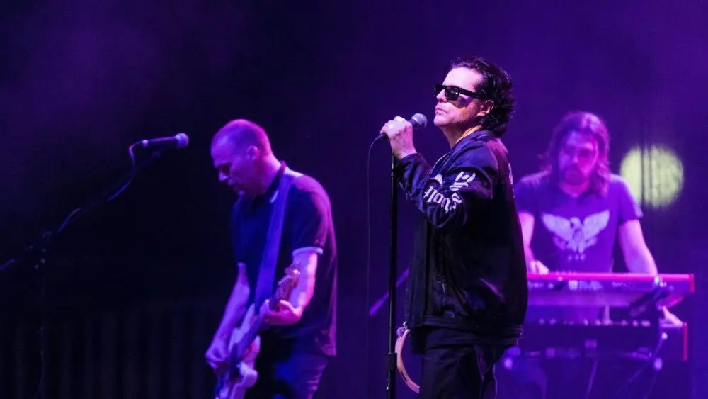 The Cult band lead singer Ian Astbury on stage during the Rock Fest in Zagreb^ Croatia. ZAGREB^ CROATIA - JUNE 27^ 2017: Zagreb Rockfest