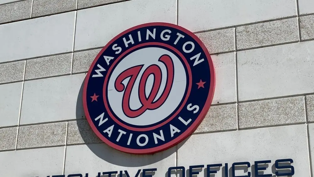 Nationals Park MLB Team Executive Office entrance sign on stadium walls along South Capitol street in Southeast DC waterfront Washington^ D.C. / US - September 25 2019