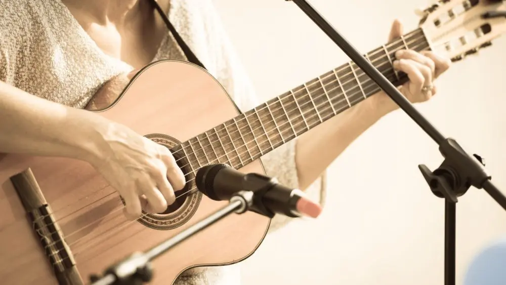Woman with guitar/toned photo