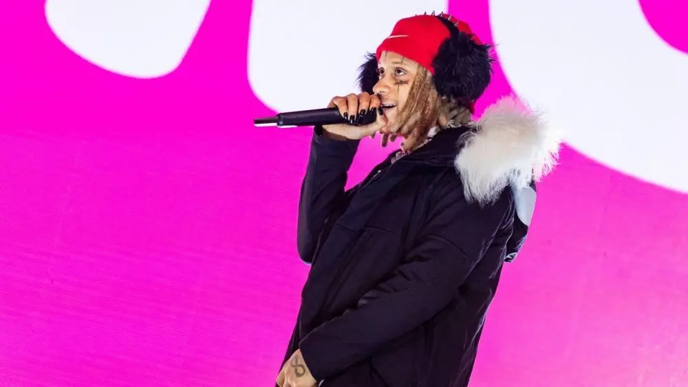 Trippie Redd joins KSI on stage during a performance at Misfits Boxing X-Series 17 in Dublin's 3Arena Dublin^ Ireland - August 31 2024