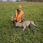 Carrie Bowman: I got in my stand around 6:00am and shot at a doe, completely missed her! Seen a buck that I didn't even get a chance to get my rifle up! Then one comes in straight in front of my stand, let him get closer, took a shot and MISSED! He took off snorting and blowing!! I was feeling pretty crummy when I'm looking around over my left shoulder and there stood the big boy!! I got up collected myself, got my rifle read, found him in my scope and took the shot! He was going down when he went out of sight! Found him around 9:00am!! My biggest buck ever!!