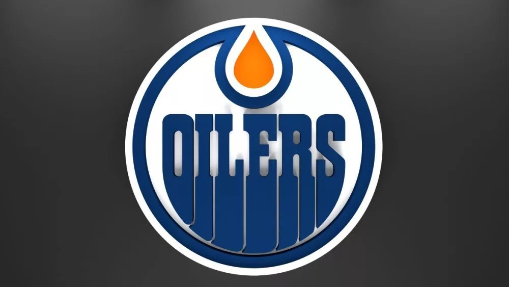 Emblem of the Edmonton Oilers. The Edmonton Oilers are a professional ice hockey team. Logo for presentation or infographics. 3D render. 3D Illustration