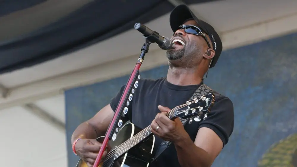 Hootie and the Blowfish lead singer Darius Rucker performs on stage at the 2010 New Orleans Jazz and Heritage Festival. New Orleans^ Louisiana - April 25^ 2010