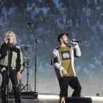 Linkin Park with lead singer Emily Marcia Armstrong perform on stage during the 2025 UEFA Champions League Final Opening ceremony at Munich arena in Munich Munich^ Germany - May 31^ 2025