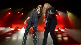 Jeff Keith (L) and Frank Hannon of Tesla perform onstage at the Paramount on October 25^ 2018 in Huntington^ New York.