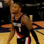 DAMIAN LILLARD guard for the Portland Trailblazers at Talking Stick Resort Arena in Phoenix Arizona USA October 11^2017.