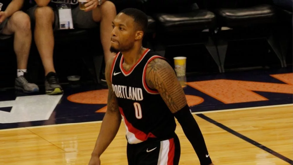 DAMIAN LILLARD guard for the Portland Trailblazers at Talking Stick Resort Arena in Phoenix Arizona USA October 11^2017.
