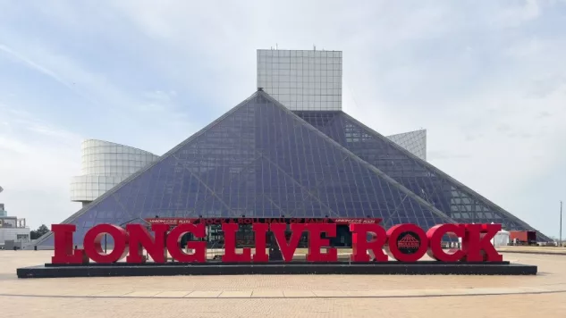 rock and roll hall of fame 'long live rock' sign. Cleveland^ OH