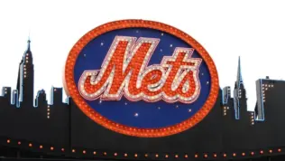 Classic New York Mets logo^ carried over to Citi Field from old Shea Stadium^ on top of the Shake Shack on May 26^ 2009 in New York.