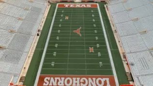 Birds Eye View of Texas Memorial Stadium^ Home of the Texas Longhorns Football Team AUSTIN^ US - May 28^ 2019