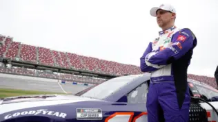 Denny Hamlin gets ready to qualify for the GEICO 500 in Lincoln^ AL^ USA. April 20^ 2024 - Lincoln^ AL^ USA