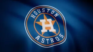 Waving flag with Houston Astros professional team logo. Close-up of waving flag with Houston Astros baseball team logo^ seamless loop
