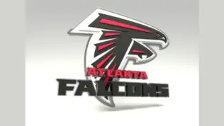 Emblem of the Atlanta Falcons. The Atlanta Falcons are a professional American football team. Template for presentation or infographics. 3D render. 3D Illustration