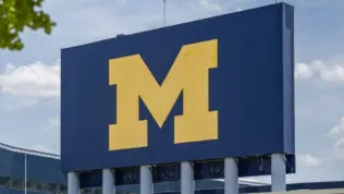 University of Michigan Wolverines' logo at NCAA football stadium Ann Arbor^ MI - May 27^ 2022