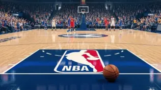 NBA BASKETBALL COURT WITH BALL (This content was generated by an Artificial Intelligence (AI) system.)