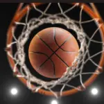 3d rendering basketball on hoop and lighting from roof stadium