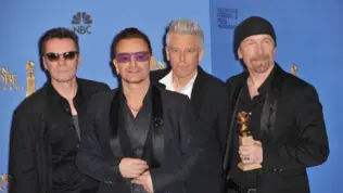 U2 with Bono & The Edge in the press room at the 71st Annual Golden Globe Awards LOS ANGELES^ CA - JANUARY 12^ 2014