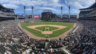 Guaranteed Rate Field panorama^ home of the Chicago White Sox. Guaranteed Rate Field replaced Comiskey Park in 1991. Chicago - May 12^ 2024
