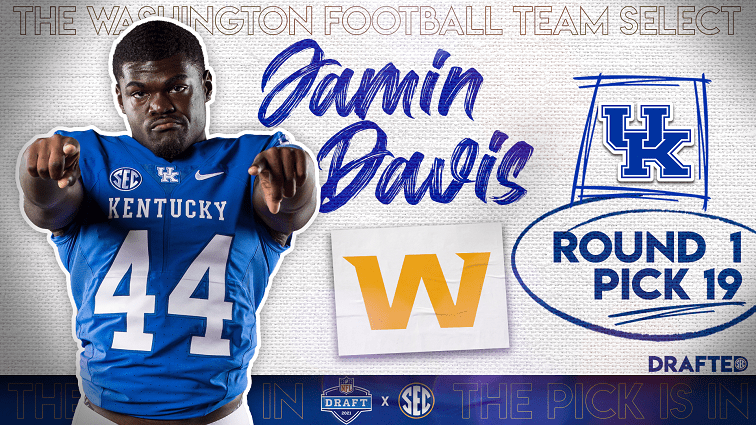 Washington had Kentucky linebacker Jamin Davis as its highest