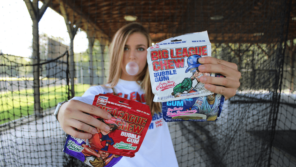 Big League Chew adds a female softball player to gum packs