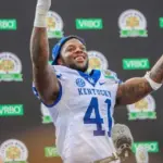 Josh Hines-Allen celebrated after UK’s Citrus Bowl win in his final collegiate game (Mont Dawson Photo)