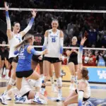 Kentucky players celebrated in a big way after their comeback win over Wisconsin. (Vicky Graff Photo)