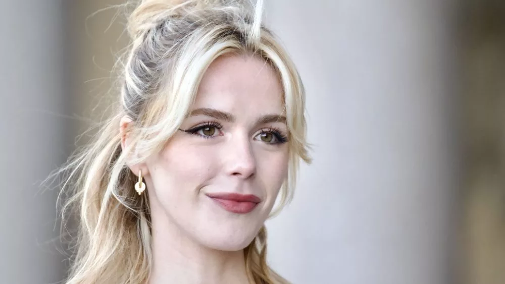 Kiernan Shipka outside Stockholm City Hall before entering Max Mara Resort24 fashion show. STOCKHOLM^ SWEDEN - JUNE 11^ 2023