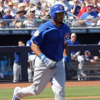 Jeimer Candelario 3rd baseman for the Chicago Cubs at Peoria Sports Complex in Peoria Arizona ^ 2017