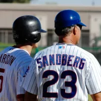 Baseball Hall of Famer Ryne Sandberg in the Arizona Fall League game with the Scottsdale Scorpions on November 20^ 2008 in Mesa^ Arizona