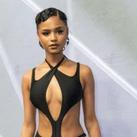 Tyla Seethal attends the HM Mugler launch at Lexington Armory in New York on April 19^ 2023