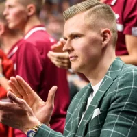 Kristaps Porzingis at National men's basketball team of Latvia and National men's basketball team of Russia. RIGA^ LATVIA - 25.06.2018